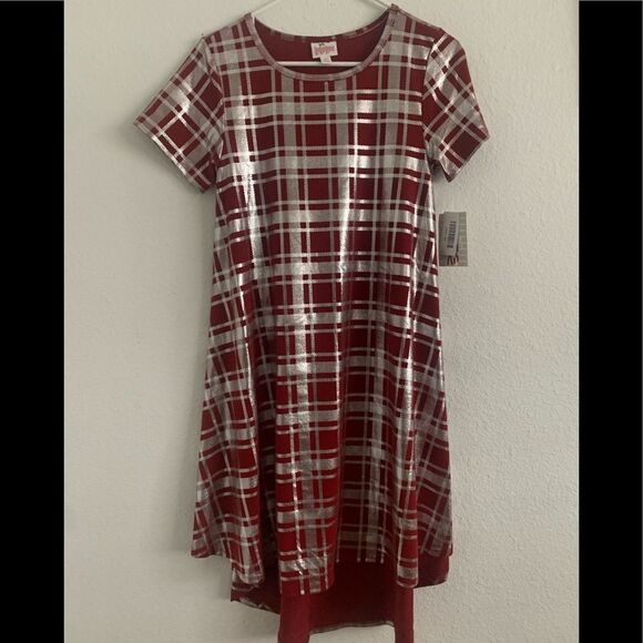NWT LulaRoe Metallic Plaid Carly Dress - Picture 1 of 4